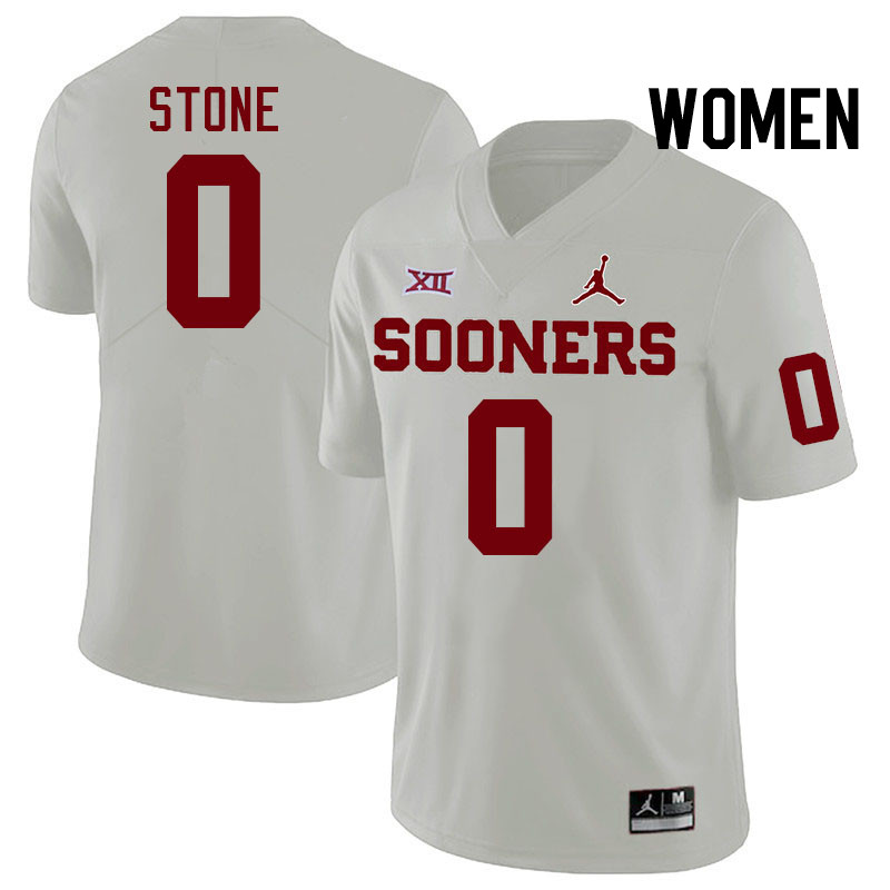 Women #0 David Stone Oklahoma Sooners College Football Jerseys Stitched-White